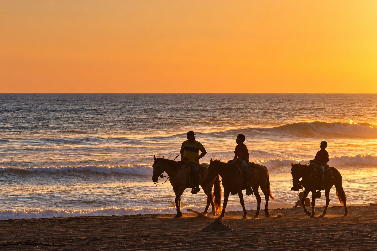 Horseback riding on the beach